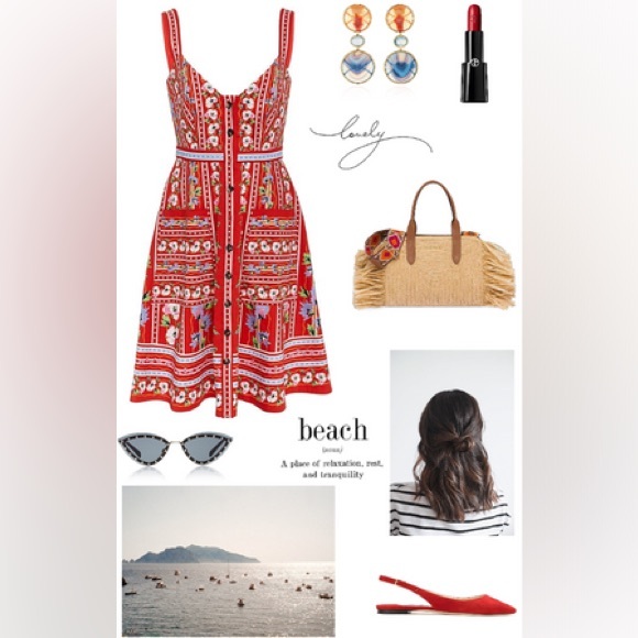 SALONI Fara Floral-Print V-Neck Sleeveless Dress| poppy stripe - Picture 6 of 12